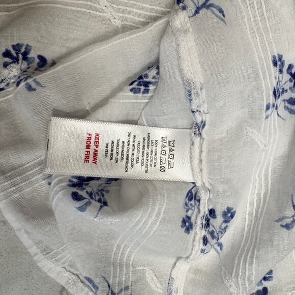 Joie White & Blue Floral Cotton Tank Women's Medium Lace Cottagecore Coastal - Picture 10 of 11